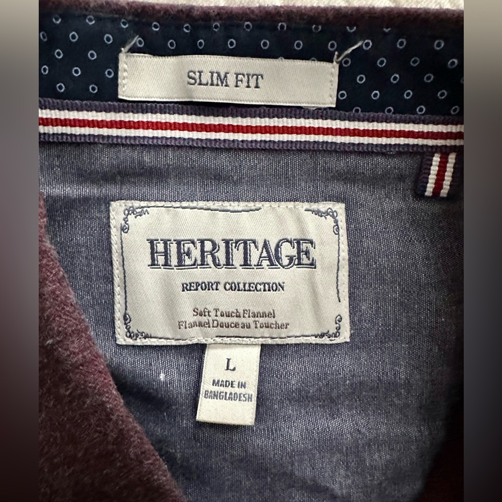 Heritage Report Men's Slim Button-Down Soft Flannel Shirt in Deep Burgundy - Picture 7 of 10